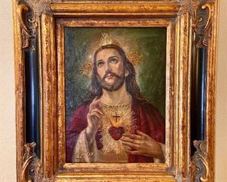 Enrique Ortiz, painted in 14kt gold on wood