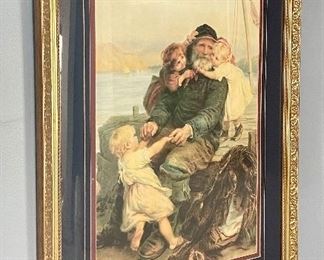 Item 416:  "Sailor with Children" Print - 24.5" x 31.5":  $225