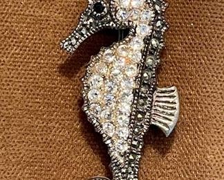 Item 60:  Seahorse Rhinestone Pin: $18