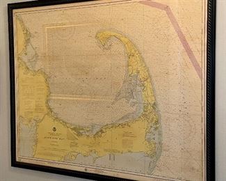 Item 111:  Antique Framed Cape Cod Bay Map - 44.75" x 36.25":  $325