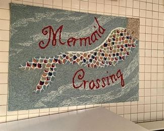 Item 148:  "Mermaid Crossing" Hand Tufted Rug - 24" x 36":  $24