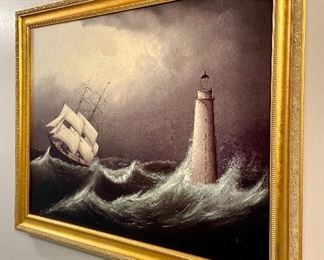 Item 423:  "Storm Tossed off Minot's Light" Giclee by Clement Drew 40/450 - 31.75" x 25.75":  $265