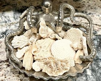 Item 156:  Octopus Dish with Coral - 9.5" x 4.25":  $22