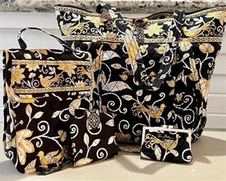 Item 106:  Vera Bradley "Yellow Bird" Lunch Bag, Wallet, Coin Purse, and Bag with Toggle Closure: $85