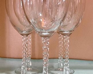 Item 175:  Lot of 5 Wine Glasses with Twisted Stem:  $14