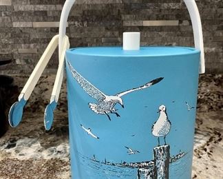 Item 186:  Vintage Baby Blue Ice Bucket with Seagulls:  $38
