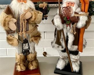 Item 203:  Santa with Lantern (left):  $58                                                                              Item 204:  Santa with Ski's (right):  $58