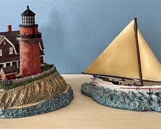 Item 219:  Gay Head, MA "Harbour Lights" (left):  $35                                                                                                                  Item 220:  Chesapeake Skipjack 'Nancy' Model Boat by Anchor Bay (right):  $35