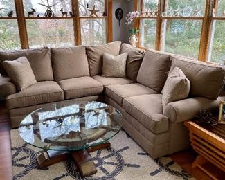 Item 39:  Kincaid Sectional Sofa in Taupe:  $1195                                                                                                 Short Section - 52"l x 22"w x 33.5"h                                                   Long Section - 91"l x 22"w x 33.5"h