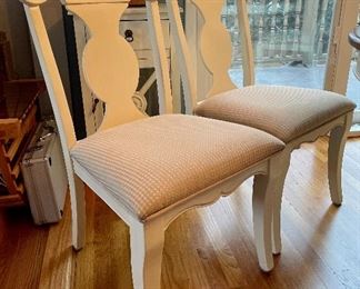 detail on chairs - tan and white check upholstery