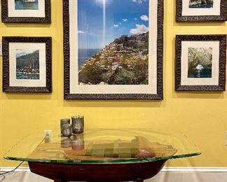Item 40:  Custom Boat Coffee Table with Glass Top - 48"l x 28.25"w x 19"h:  $375