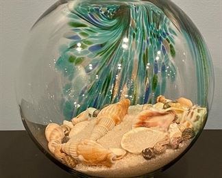 Item 322:  Aqua Sphere with Sand & Shells - 7":  $32