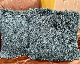 Item 287:  (2) Fringe Pillows - Blue:  $45/Pair