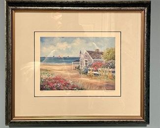 Item 433:  "Beach Cottage" by Roweena 75/950 - 13.75" x 12": $125
