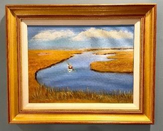 Item 430:  "Salt Marsh" Oil on Board Signed Violet - 20.75" x 16.75":  $145