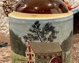 Item 340:  Hand Painted Jug - Sudbury Grist Mill, Signed JT Goodwin - 11": $34