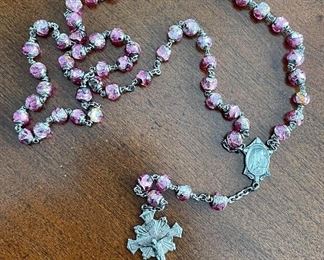 Item 82:  Rosary with Pink Glass Beads: $12