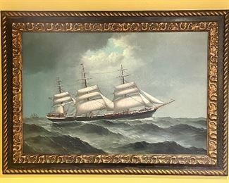 Item 444:  Oil on Canvas Signed W. Preston Hull - 36.5" x 26.5":  $325