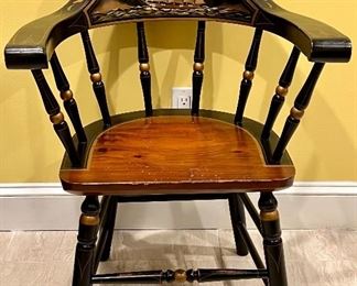 Item 34:  Captain's Chair with Hand Painted Scene - 24.5"l x 16.5"w x 30"h: $175