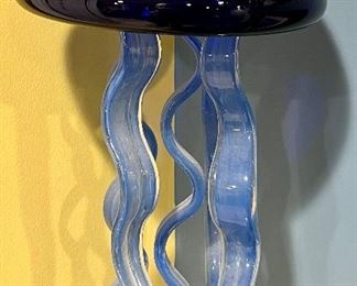 Item 319:  Cobalt Blue and Gold Fleck Glass Jellyfish - 14": $48