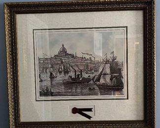 Item 489:  Maritime Framed Print with Wax Seal - 27.5" x 24.5":  $165