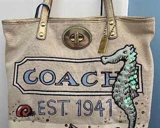 Item 505:  Rare and Difficult to Find -- Coach Pierre Le Tan Seahorse Starfish Tote: $295