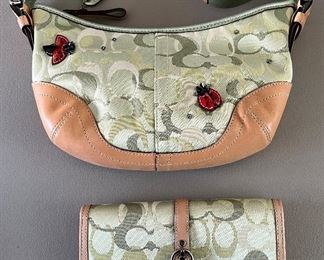 Item 504:  Coach Bag with Ladybugs & Matching Coach Wallet:  $145 for both                                           
