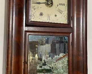 Several Antique Ogee Reverse Painted Wall Clocks