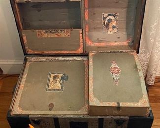 Nice Old Victorian Trunk with Inserts and Decals
