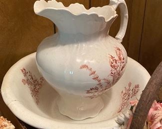 Old Transferware Pitcher and Bowl Set