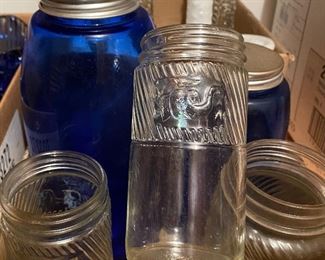 Jumbo Peanut Butter Jars/Cobalt Canning Jars