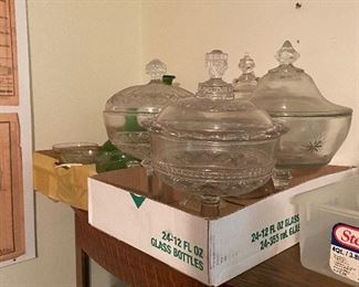 Old Pressed Glass Covered Compotes