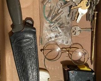 Spectacles, Clock Keys, Advertising Tape Measures