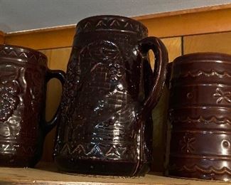 Old Brown Stoneware Pitchers