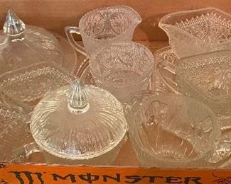 Pressed Glass and Iris and Herringbone