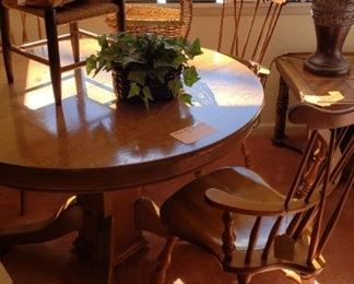 Hastings Table Co. oak dining table . Windsor chairs