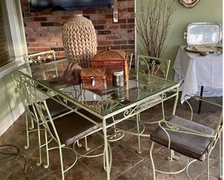 Glass top/iron patio/sunroom table