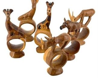 Lot 211
Carved African Animal Napkin Rings (Set of 6)