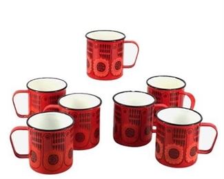 Lot 232a
Mid Century Arabia Finel Lintu Peacock Enamel Mugs