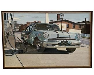 Lot 042-D
Acrylic on Canvas Vintage Pontiac Gas Station Scene