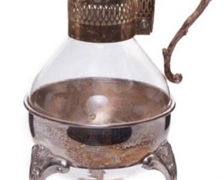 Vintage silver plate & glass coffee carafe