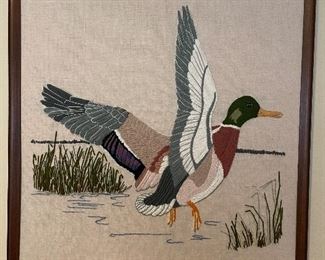 Needle point Mallard in flight Large $45.00 18 by 18