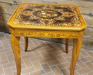 Vintage Italian Wood Inlaid Convertible Multi Game Table - Chess/Checkers, Backgammon, Cards/Poker, Craps and Roulette Wheel