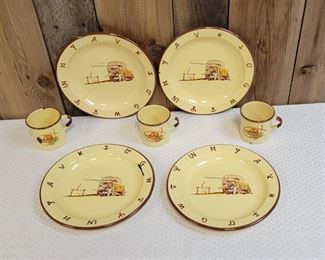 Monterrey Western Ware Enamelware - 4 Plates and 3 Cups - Excellent Condition