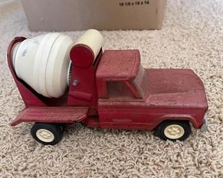 Vintage red toy truck.