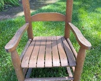 Kids wood vintage rocking chair.