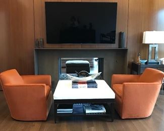 A Rudin custom upholstered bench 

A Rudin 671 pair lounge chairs
SOLD