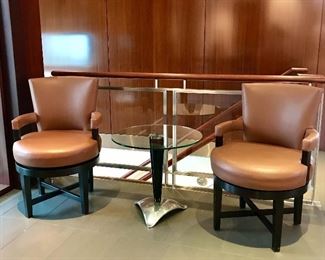 A Rudin pair 660 chairs

Post Modern side table 
(1 of pair)