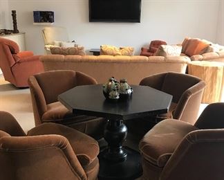 4 custom club chairs

Octagonal wood pedestal game table