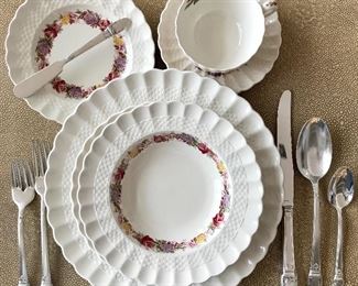 Spode Rose Briar
Rogers First Love silver plate 
